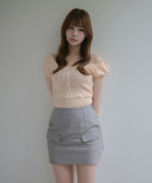 M DOLLY(エムドリー)の「Check audrey mini skirt / チェックオードリーミニスカート(スカート・レディース・ブラウン/ブラック/グレー/ベージュ・M/S)」の18枚目の写真