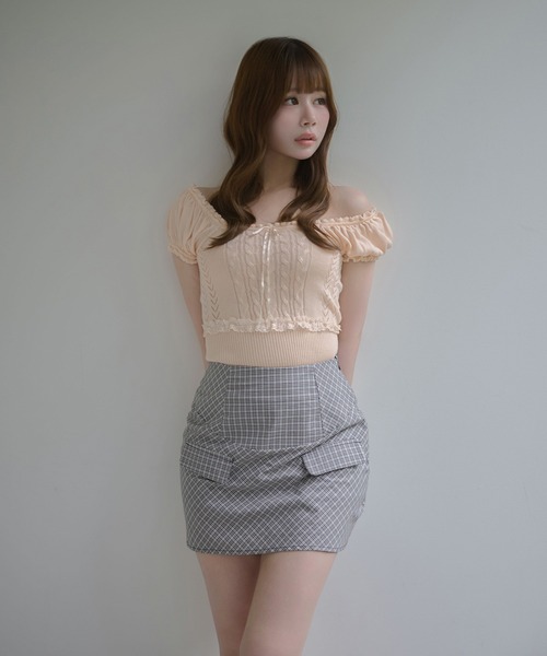 M DOLLY(エムドリー)の「Check audrey mini skirt / チェックオードリーミニスカート(スカート・レディース・ブラウン/ブラック/グレー/ベージュ・M/S)」の17枚目の写真