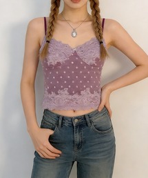 LYEON（リヨン）の「パット付きドットチュールレースキャミソール（キャミソール）」