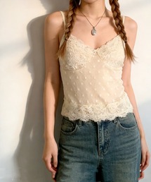 LYEON（リヨン）の「パット付きドットチュールレースキャミソール（キャミソール）」