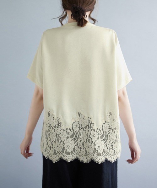ONEP STAR(ワンピスター)の「レースヘムデザインブラウス(シャツ/ブラウス・レディース・ベージュ/ブラック・LARGE/X-LARGE/XX-LARGE)」の8枚目の写真