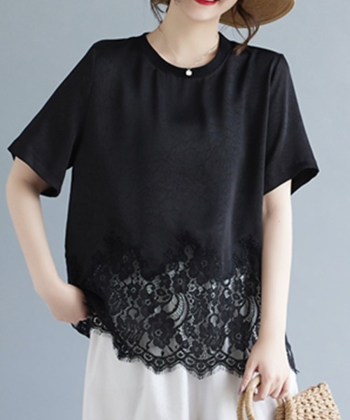 ONEP STAR(ワンピスター)の「レースヘムデザインブラウス(シャツ/ブラウス・レディース・ベージュ/ブラック・LARGE/X-LARGE/XX-LARGE)」の13枚目の写真