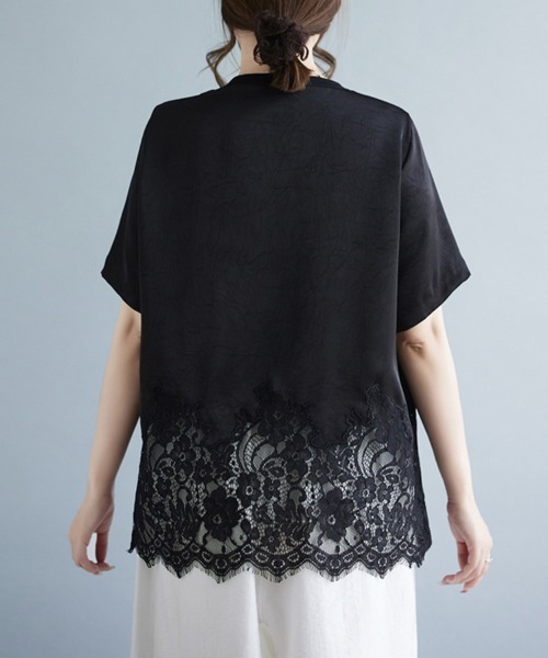 ONEP STAR(ワンピスター)の「レースヘムデザインブラウス(シャツ/ブラウス・レディース・ベージュ/ブラック・LARGE/X-LARGE/XX-LARGE)」の16枚目の写真