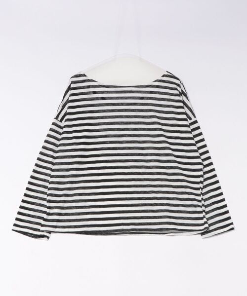 Ritzy（リッツィー）の「オーバーサイズ  オフショルダーボーダーシアー T シャツ（Tシャツ/カットソー・レディース・ブラック×ホワイト/ホワイト/ブラック・M/S）」の9枚目の写真