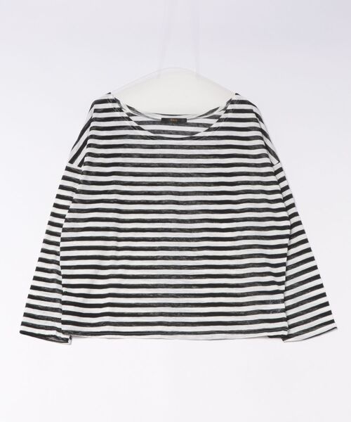 Ritzy（リッツィー）の「オーバーサイズ  オフショルダーボーダーシアー T シャツ（Tシャツ/カットソー・レディース・ブラック×ホワイト/ホワイト/ブラック・M/S）」の10枚目の写真