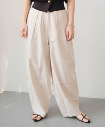 リネンブレンドバレルレッグパンツ