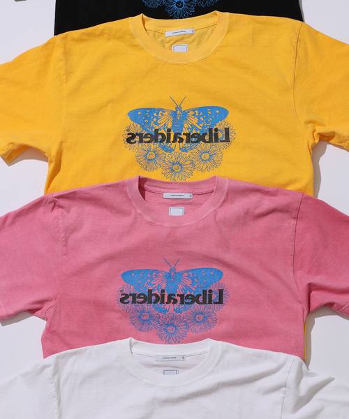 Liberaiders(リベレイダース)の「Liberaiders / リベレイダース 別注 バタフライ ミラー ロゴ Tシャツ(Tシャツ/カットソー・メンズ・イエロー/ピンク/ホワイト/ブラック系その他・LARGE/MEDIUM)」の5枚目の写真