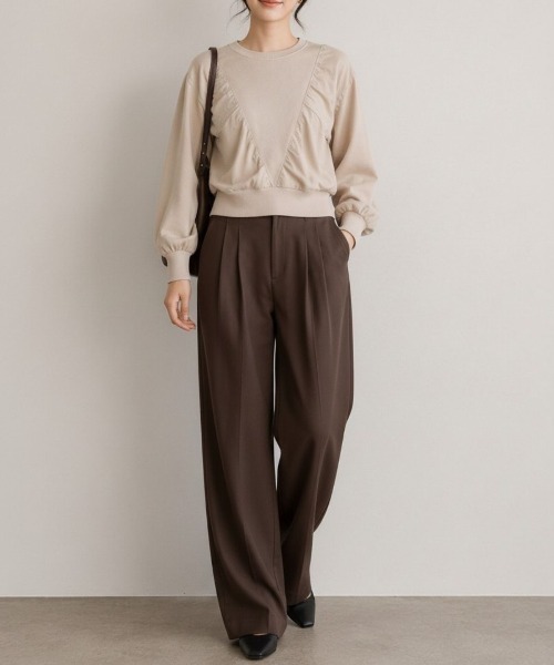 Human 2nd Occasion(ヒューマンセカンドオケージョン)の「異素材ドッキングギャザープルオーバー(Tシャツ/カットソー・レディース・ベージュ系その他/ブラック・FREE)」の17枚目の写真