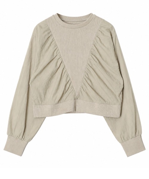 Human 2nd Occasion(ヒューマンセカンドオケージョン)の「異素材ドッキングギャザープルオーバー(Tシャツ/カットソー・レディース・ベージュ系その他/ブラック・FREE)」の22枚目の写真