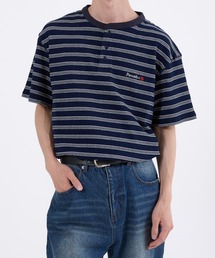 WAFFLE BORDER HENLEY NECK T-SHIRT/ワッフルボーダー ヘンリーネックTシャツ