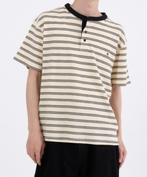 WAFFLE BORDER HENLEY NECK T-SHIRT／ワッフルボーダー ヘンリーネックTシャツ