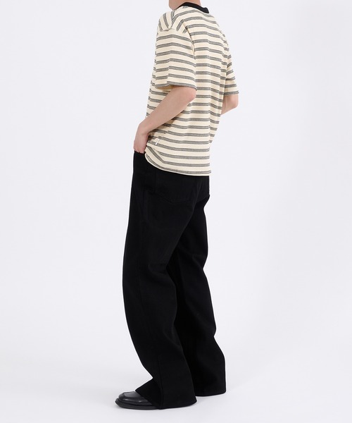 Perushu(ペルーシュ)の「WAFFLE BORDER HENLEY NECK T-SHIRT/ワッフルボーダー ヘンリーネックTシャツ(Tシャツ/カットソー・メンズ・ネイビー/グリーン/アイボリー・MEDIUM/LARGE)」の8枚目の写真