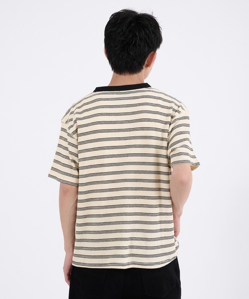 Perushu(ペルーシュ)の「WAFFLE BORDER HENLEY NECK T-SHIRT/ワッフルボーダー ヘンリーネックTシャツ(Tシャツ/カットソー・メンズ・ネイビー/グリーン/アイボリー・MEDIUM/LARGE)」の12枚目の写真