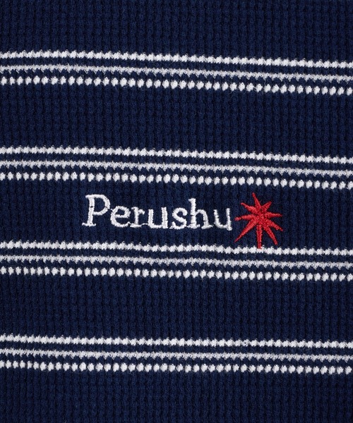 Perushu(ペルーシュ)の「WAFFLE BORDER HENLEY NECK T-SHIRT/ワッフルボーダー ヘンリーネックTシャツ(Tシャツ/カットソー・メンズ・ネイビー/グリーン/アイボリー・MEDIUM/LARGE)」の16枚目の写真