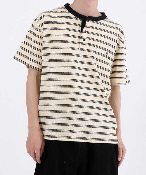 Perushu(ペルーシュ)の「WAFFLE BORDER HENLEY NECK T-SHIRT/ワッフルボーダー ヘンリーネックTシャツ(Tシャツ/カットソー・メンズ・ネイビー/グリーン/アイボリー・MEDIUM/LARGE)」の13枚目の写真