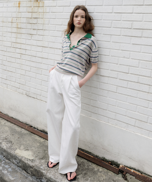 FRIVER07（フリバー07）の「Essential stripe collar knit [FRSP07TN02]_Gray（ニット/セーター・レディース・ライトグレー・FREE）」の2枚目の写真