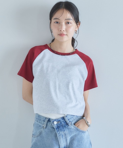 archives(アルシーヴ)の「ラグランバイカラーチビTEE(Tシャツ/カットソー・レディース・オートミール/アイボリー・MEDIUM)」の2枚目の写真