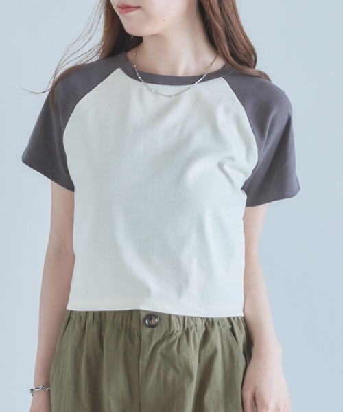 archives(アルシーヴ)の「ラグランバイカラーチビTEE(Tシャツ/カットソー・レディース・オートミール/アイボリー・MEDIUM)」の10枚目の写真