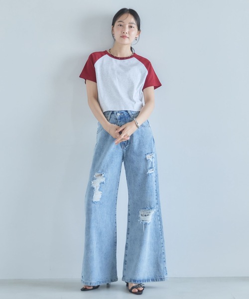 archives(アルシーヴ)の「ラグランバイカラーチビTEE(Tシャツ/カットソー・レディース・オートミール/アイボリー・MEDIUM)」の6枚目の写真