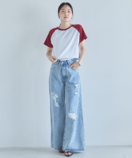 archives(アルシーヴ)の「ラグランバイカラーチビTEE(Tシャツ/カットソー・レディース・オートミール/アイボリー・MEDIUM)」の7枚目の写真