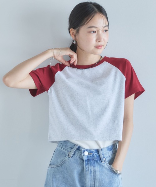 archives(アルシーヴ)の「ラグランバイカラーチビTEE(Tシャツ/カットソー・レディース・オートミール/アイボリー・MEDIUM)」の3枚目の写真