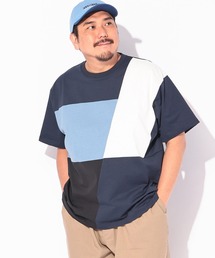 Tシャツ 半袖 メンズ 大きいサイズ ストレッチ SOLOTEX&カルキュロ 切替 クルーネック カットソー B&T CLUB (ビーアンドティークラブ)