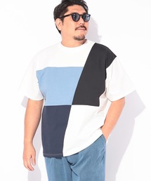 Tシャツ 半袖 メンズ 大きいサイズ ストレッチ SOLOTEX&カルキュロ 切替 クルーネック カットソー B＆T CLUB (ビーアンドティークラブ)