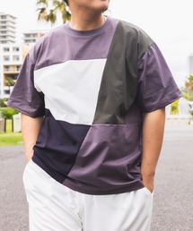 Tシャツ 半袖 メンズ 大きいサイズ ストレッチ SOLOTEX&カルキュロ 切替 クルーネック カットソー B&T CLUB (ビーアンドティークラブ)