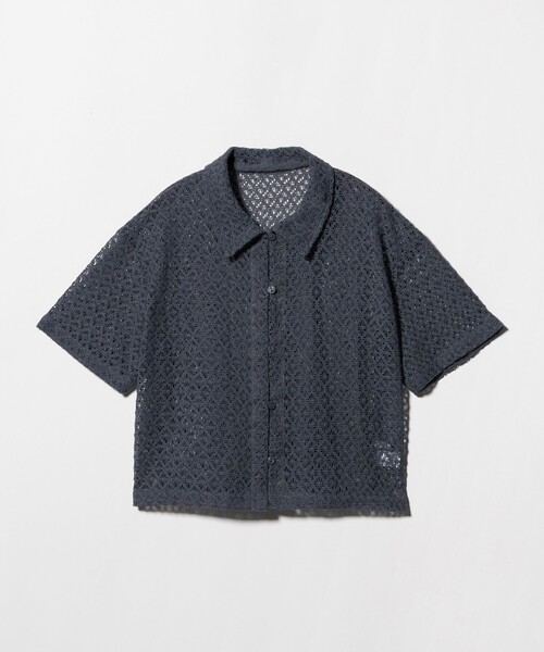 A DAY IN THE LIFE UNITED ARROWS(アデイインザライフユナイテッドアローズ)の「レース ショートスリーブシャツ ‐ウォッシャブル‐ <A DAY IN THE LIFE>(シャツ/ブラウス・レディース・ダークグレー/オフホワイト/マスタード・FREE)」の1枚目の写真