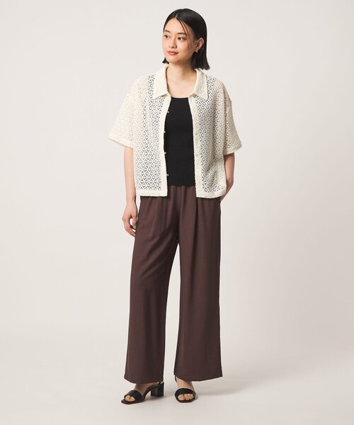 A DAY IN THE LIFE UNITED ARROWS(アデイインザライフユナイテッドアローズ)の「レース ショートスリーブシャツ ‐ウォッシャブル‐ <A DAY IN THE LIFE>(シャツ/ブラウス・レディース・ダークグレー/オフホワイト/マスタード・FREE)」の5枚目の写真
