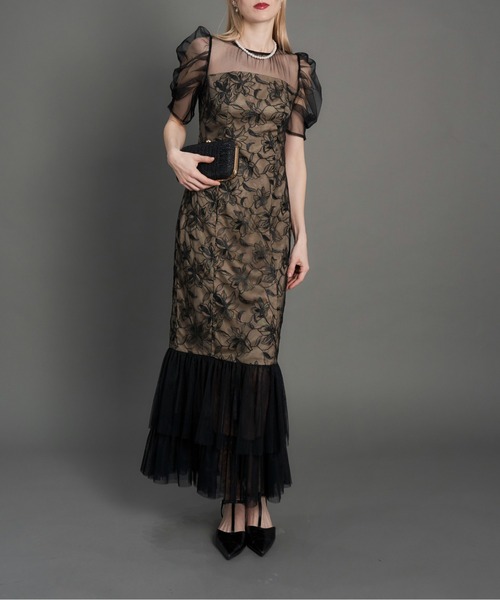 My shawty(マイシャウティー)の「lily lace tierd dress(ドレス・レディース・ブラック/チャコールグレー・FREE)」の2枚目の写真