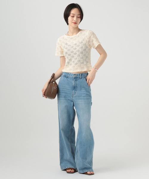 BAYFLOW（ベイフロー）の「[ストレッチ入り]カットレースショートスリーブT（Tシャツ/カットソー・レディース・ブラック/オフホワイト・FREE）」の8枚目の写真