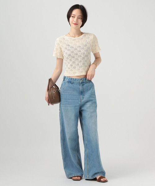 BAYFLOW（ベイフロー）の「[ストレッチ入り]カットレースショートスリーブT（Tシャツ/カットソー・レディース・ブラック/オフホワイト・FREE）」の9枚目の写真