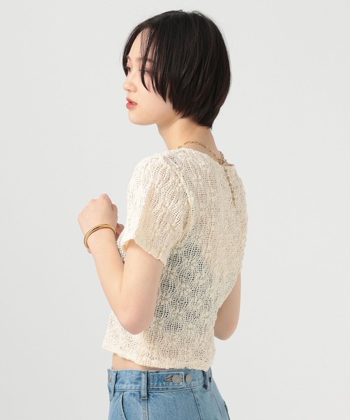 BAYFLOW（ベイフロー）の「[ストレッチ入り]カットレースショートスリーブT（Tシャツ/カットソー・レディース・ブラック/オフホワイト・FREE）」の11枚目の写真