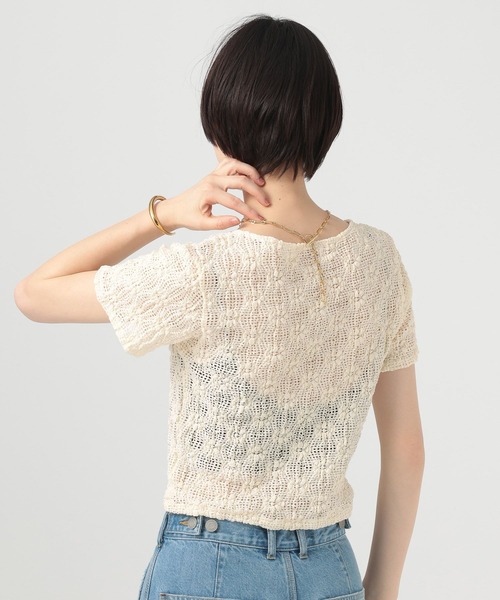 BAYFLOW（ベイフロー）の「[ストレッチ入り]カットレースショートスリーブT（Tシャツ/カットソー・レディース・ブラック/オフホワイト・FREE）」の12枚目の写真