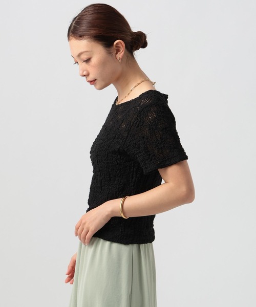 BAYFLOW（ベイフロー）の「[ストレッチ入り]カットレースショートスリーブT（Tシャツ/カットソー・レディース・ブラック/オフホワイト・FREE）」の17枚目の写真