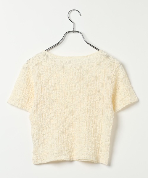 BAYFLOW（ベイフロー）の「[ストレッチ入り]カットレースショートスリーブT（Tシャツ/カットソー・レディース・ブラック/オフホワイト・FREE）」の21枚目の写真