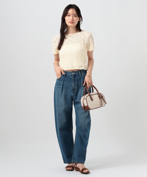 BAYFLOW（ベイフロー）の「[ストレッチ入り]カットレースショートスリーブT（Tシャツ/カットソー・レディース・ブラック/オフホワイト・FREE）」の3枚目の写真