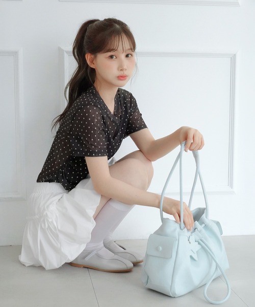 by muni:r（バイ ムニール）の「シアードットシャーリングレイヤード半袖Tシャツ（Tシャツ/カットソー・レディース・グレー/ブラウン/ブラック・FREE）」の11枚目の写真