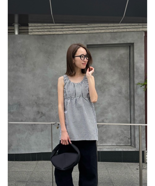 TRUNC(トランクエイティーエイト)の「Gingham Gathered Tunic / ギンガムチェックギャザードチュニック(その他トップス・レディース・グリーン/ブラック・FREE)」の22枚目の写真