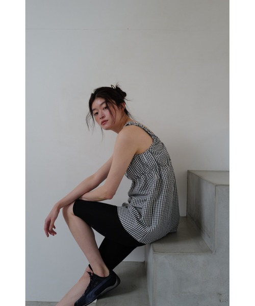 TRUNC(トランクエイティーエイト)の「Gingham Gathered Tunic / ギンガムチェックギャザードチュニック(その他トップス・レディース・グリーン/ブラック・FREE)」の6枚目の写真