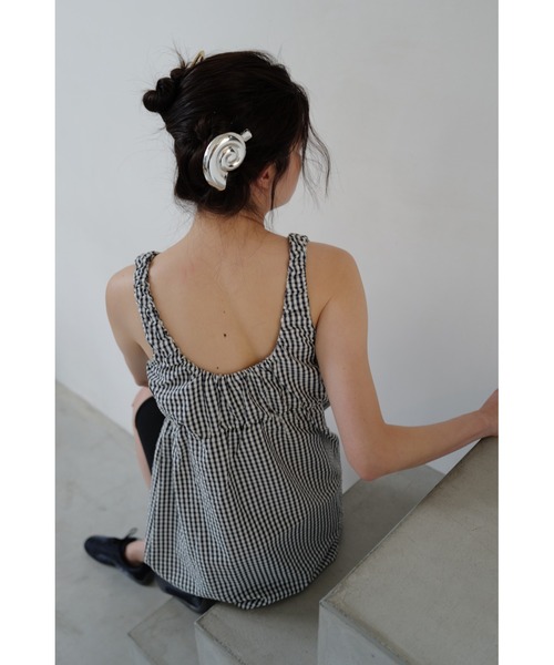 TRUNC(トランクエイティーエイト)の「Gingham Gathered Tunic / ギンガムチェックギャザードチュニック(その他トップス・レディース・グリーン/ブラック・FREE)」の7枚目の写真