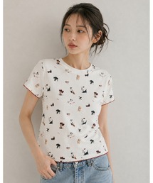 ワンニャン総柄コンパクトTシャツ