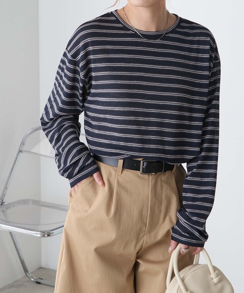 BONLECILL(ボンルシール)の「シアーマルチボーダーT(Tシャツ/カットソー・レディース・ブラック/オフホワイト/ネイビー/ワイン・FREE)」の17枚目の写真