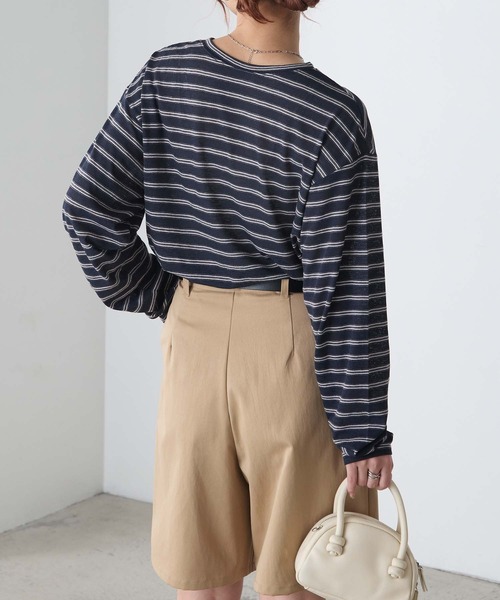 BONLECILL(ボンルシール)の「シアーマルチボーダーT(Tシャツ/カットソー・レディース・ブラック/オフホワイト/ネイビー/ワイン・FREE)」の20枚目の写真