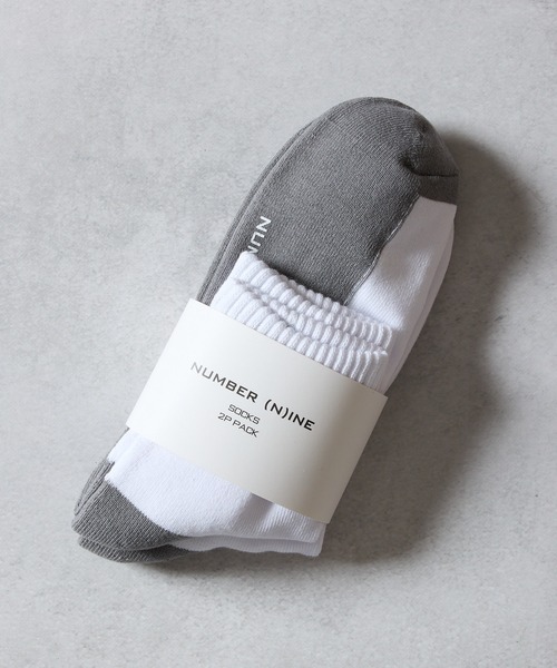 NUMBER (N)INE(ナンバーナイン)の「100% FINE COTTON 2-PACK PLAIN TWO-TONE QUARTER SOCKS / ファイン コットン100% 2パック プレーン ツートーン ショートソックス(ソックス/靴下・メンズ・ホワイト×グレー/ブラック×グレー・25~27cm)」の13枚目の写真