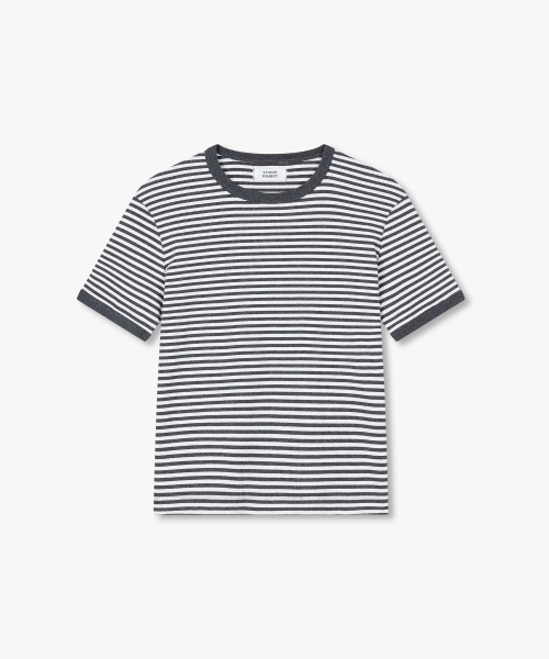 STUDIO TOMBOY(スタジオトムボーイ)の「ストライプリンガー半袖Tシャツ_グレー 9176222984(Tシャツ/カットソー・レディース・グレー・OS)」の2枚目の写真