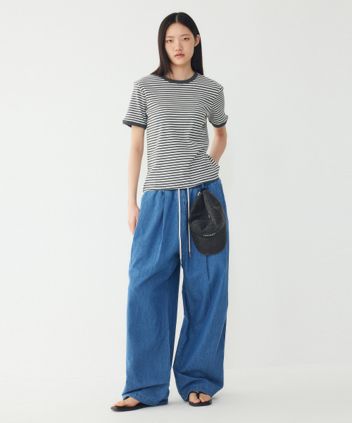 STUDIO TOMBOY(スタジオトムボーイ)の「ストライプリンガー半袖Tシャツ_グレー 9176222984(Tシャツ/カットソー・レディース・グレー・OS)」の3枚目の写真