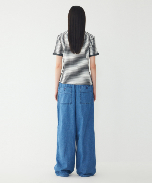 STUDIO TOMBOY(スタジオトムボーイ)の「ストライプリンガー半袖Tシャツ_グレー 9176222984(Tシャツ/カットソー・レディース・グレー・OS)」の4枚目の写真