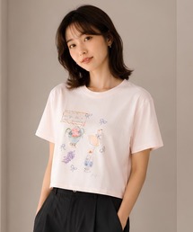 リボンアートプリント半袖Tシャツ